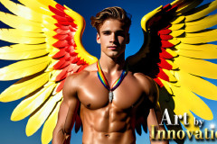 Gay Men Wearing Feathered wings of Pride
