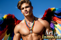 Gay Men Wearing Feathered wings of Pride