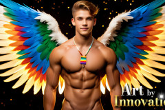Gay Men Wearing Feathered wings of Pride