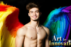 Gay Men Wearing Feathered wings of Pride