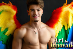Gay Men Wearing Feathered wings of Pride