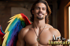 Gay Men Wearing Feathered wings of Pride