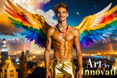 Gay Men Wearing Feathered wings of Pride