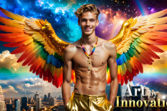 Gay Men Wearing Feathered wings of Pride