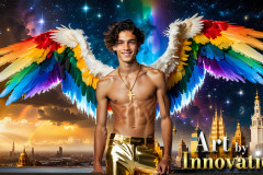Gay Men Wearing Feathered wings of Pride