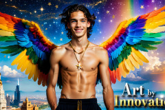 Gay Men Wearing Feathered wings of Pride