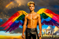 Gay Men Wearing Feathered wings of Pride