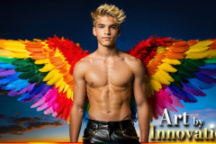 Gay Men Wearing Feathered wings of Pride