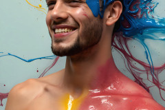 Paint Splat Fun - Colorful Happy Male Faces