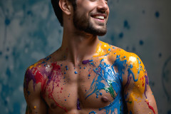 Paint Splat Fun - Colorful Happy Male Faces