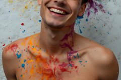 Paint Splat Fun - Colorful Happy Male Faces