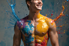 Paint Splat Fun - Colorful Happy Male Faces