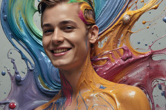 Paint Splat Fun - Colorful Happy Male Faces