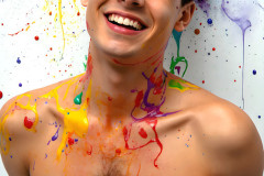Paint Splat Fun - Colorful Happy Male Faces