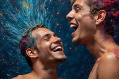 Paint Splat Fun - Colorful Happy Male Faces