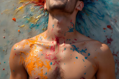 Paint Splat Fun - Colorful Happy Male Faces
