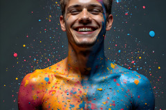 Paint Splat Fun - Colorful Happy Male Faces