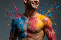 Paint Splat Fun - Colorful Happy Male Faces