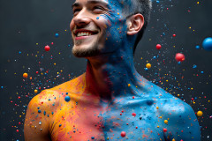 Paint Splat Fun - Colorful Happy Male Faces