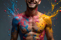 Paint Splat Fun - Colorful Happy Male Faces
