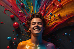 Paint Splat Fun - Colorful Happy Male Faces