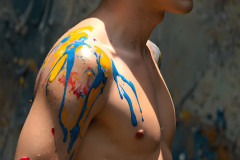 Paint Splat Fun - Colorful Happy Male Faces