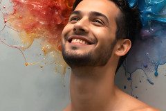 Paint Splat Fun - Colorful Happy Male Faces