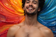 Paint Splat Fun - Colorful Happy Male Faces