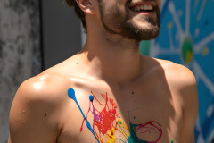 Paint Splat Fun - Colorful Happy Male Faces