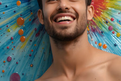 Paint Splat Fun - Colorful Happy Male Faces