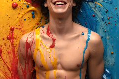 Paint Splat Fun - Colorful Happy Male Faces