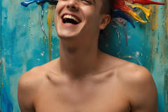 Paint Splat Fun - Colorful Happy Male Faces