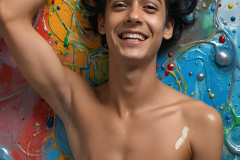 Paint Splat Fun - Colorful Happy Male Faces