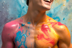 Paint Splat Fun - Colorful Happy Male Faces