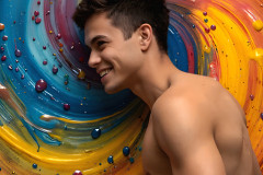 Paint Splat Fun - Colorful Happy Male Faces