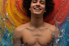 Paint Splat Fun - Colorful Happy Male Faces