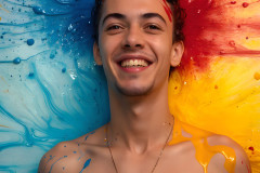 Paint Splat Fun - Colorful Happy Male Faces