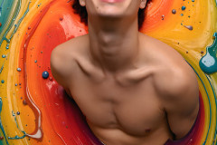 Paint Splat Fun - Colorful Happy Male Faces