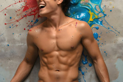 Paint Splat Fun - Colorful Happy Male Faces