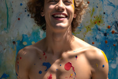 Paint Splat Fun - Colorful Happy Male Faces