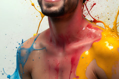 Paint Splat Fun - Colorful Happy Male Faces