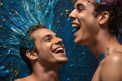 Paint Splat Fun - Colorful Happy Male Faces