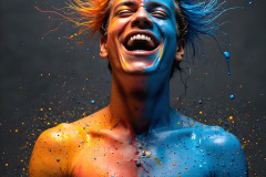Paint Splat Fun - Colorful Happy Male Faces