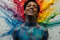 Paint Splat Fun - Colorful Happy Male Faces