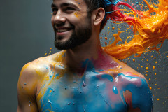 Paint Splat Fun - Colorful Happy Male Faces