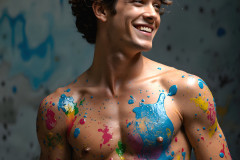 Paint Splat Fun - Colorful Happy Male Faces
