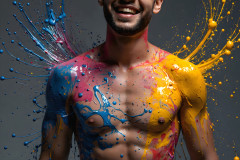 Paint Splat Fun - Colorful Happy Male Faces
