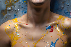 Paint Splat Fun - Colorful Happy Male Faces