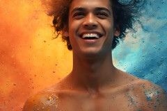 Paint Splat Fun - Colorful Happy Male Faces