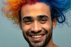 Paint Splat Fun - Colorful Happy Male Faces